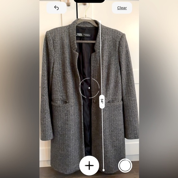Zara Herringbone Coat Blazer in Gray Black Size Medium - Picture 5 of 5